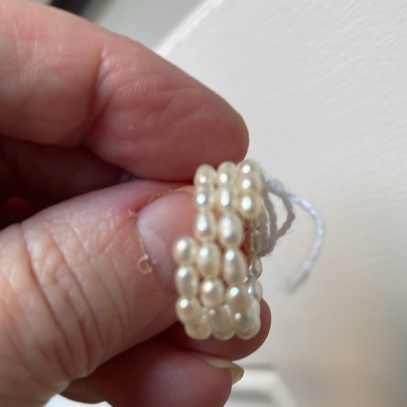 Freshwater Cultured Pearl Coral Gold bead wire Ring - Picture 8 of 10